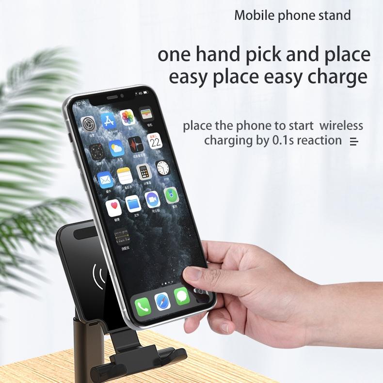 Portable 2 In 1 Wireless Charging Stand Single Charge - Black Tristar Online
