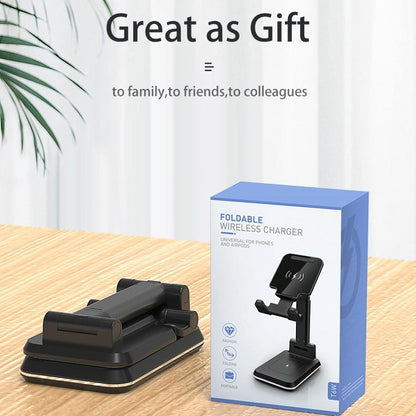 Portable 2 In 1 Wireless Charging Stand Double Charge - Black Tristar Online