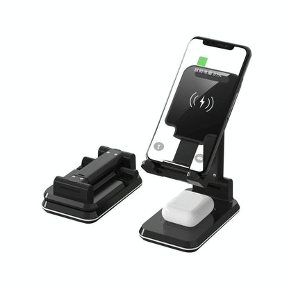 Portable 2 In 1 Wireless Charging Stand Double Charge - Black Tristar Online