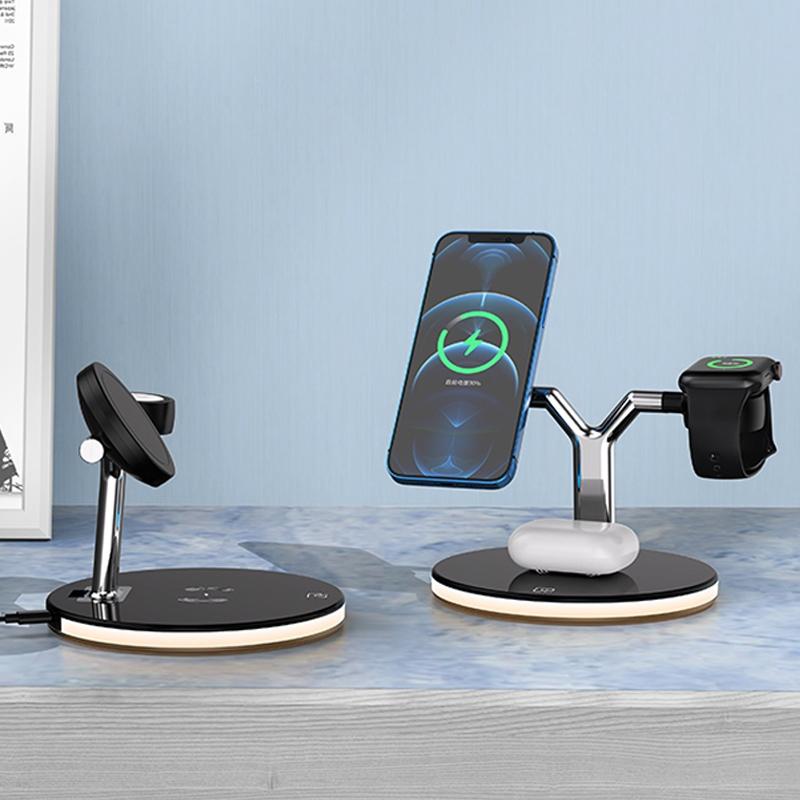 15W 3 In 1 Magnetic Wireless Charger For Phones Watches And Airpods With Led Light - Black Tristar Online