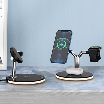 15W 3 In 1 Magnetic Wireless Charger For Phones Watches And Airpods With Led Light - Black Tristar Online