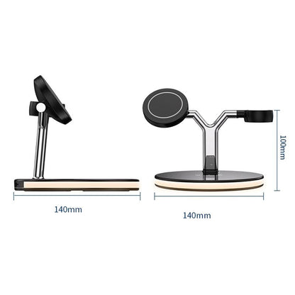 15W 3 In 1 Magnetic Wireless Charger For Phones Watches And Airpods With Led Light - Black Tristar Online