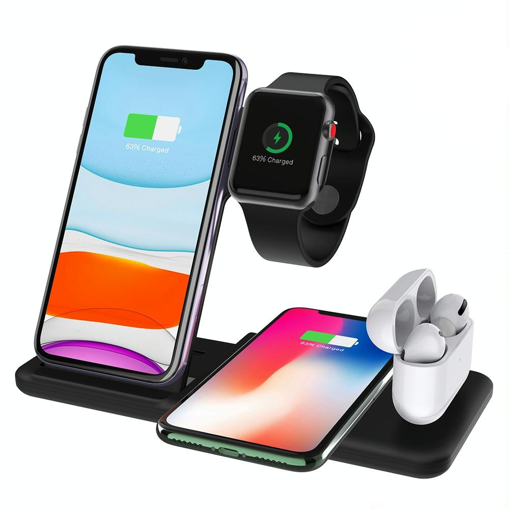 4 In 1 Wireless Charger Stand For Iphone Apple Watch Airpods Dual Phone Charging Black Tristar Online