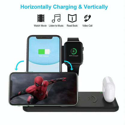 4 In 1 Wireless Charger Stand For Iphone Apple Watch Airpods Dual Phone Charging Black Tristar Online