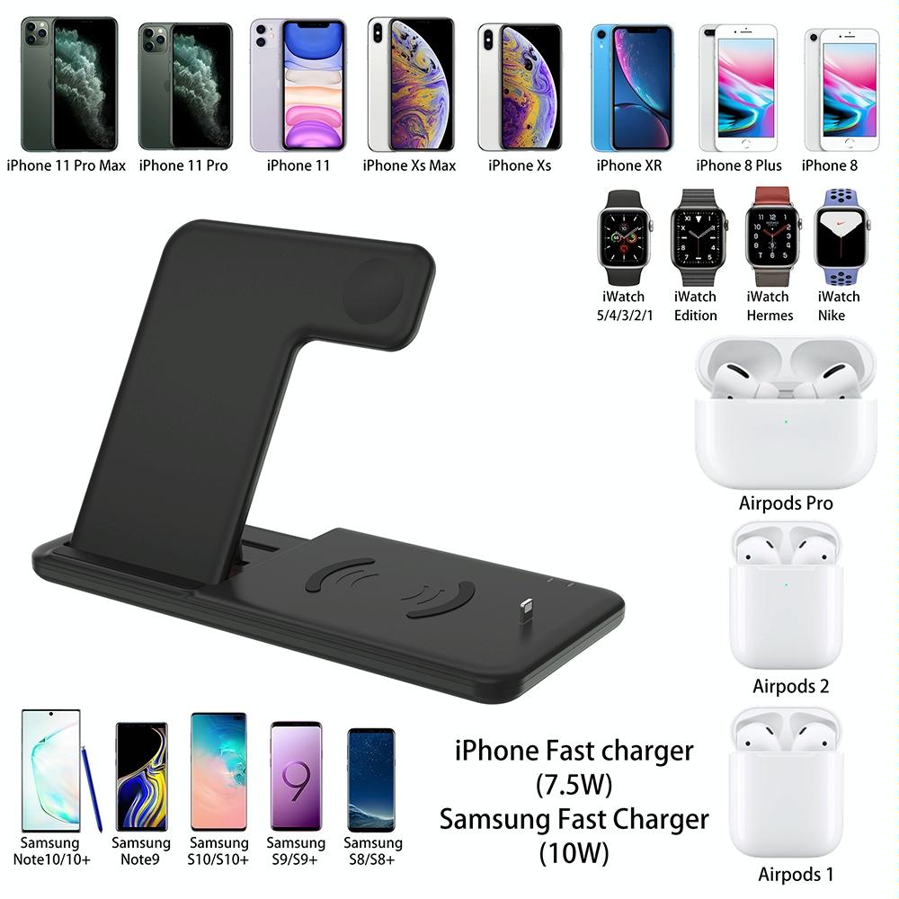 4 In 1 Wireless Charger Stand For Iphone Apple Watch Airpods Dual Phone Charging Black Tristar Online