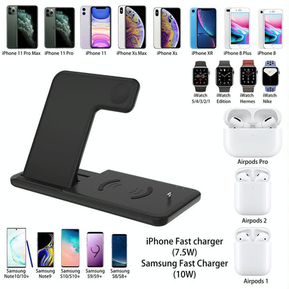 4 In 1 Wireless Charger Stand For Iphone Apple Watch Airpods Dual Phone Charging Black Tristar Online