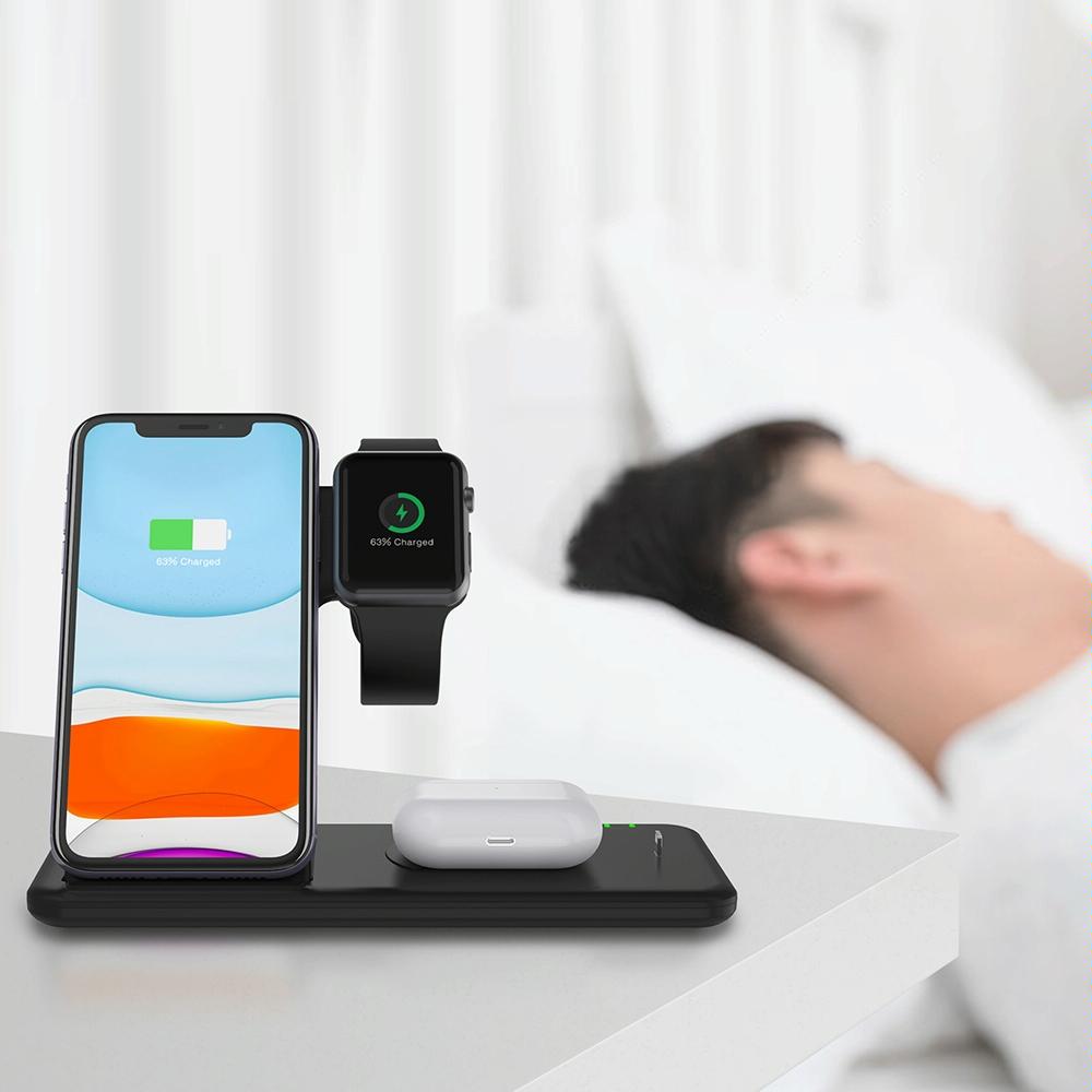4 In 1 Wireless Charger Stand For Iphone Apple Watch Airpods Dual Phone Charging Black Tristar Online