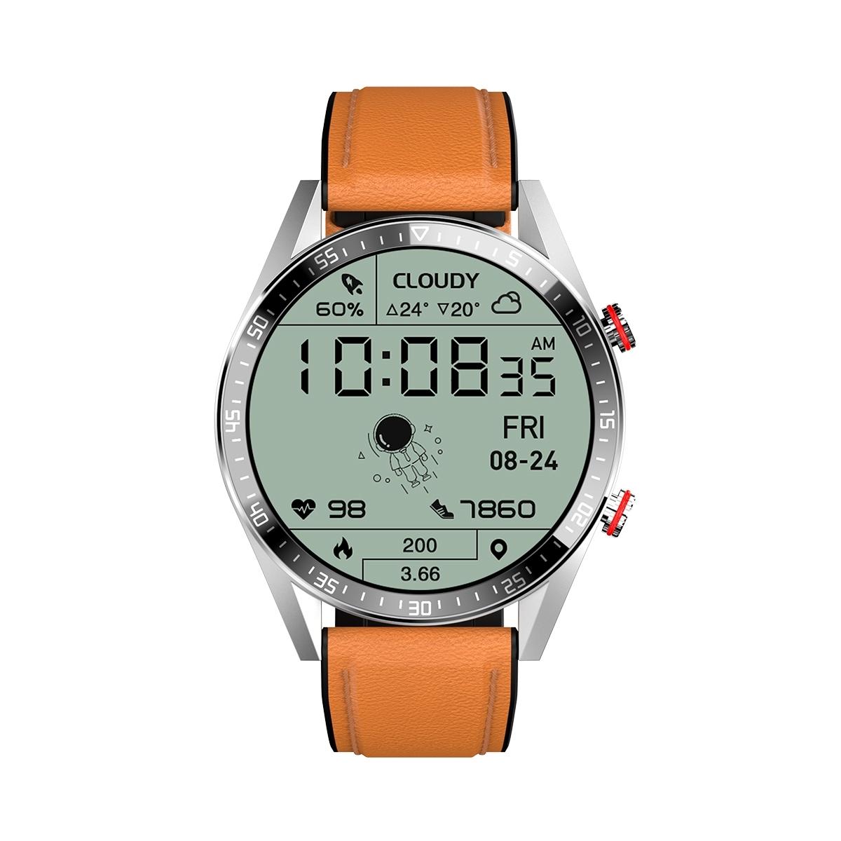 Leather Strap Amoled Smart Watch With Heart Rate And Blood Pressure Monitoring - Black Tristar Online