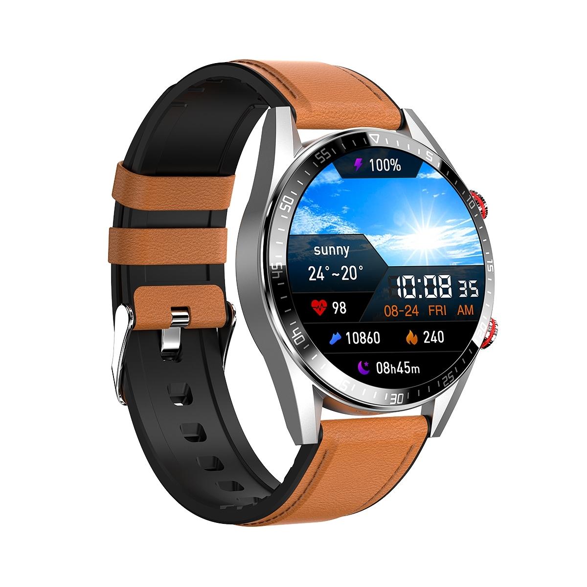 Leather Strap Amoled Smart Watch With Heart Rate And Blood Pressure Monitoring - Black Tristar Online