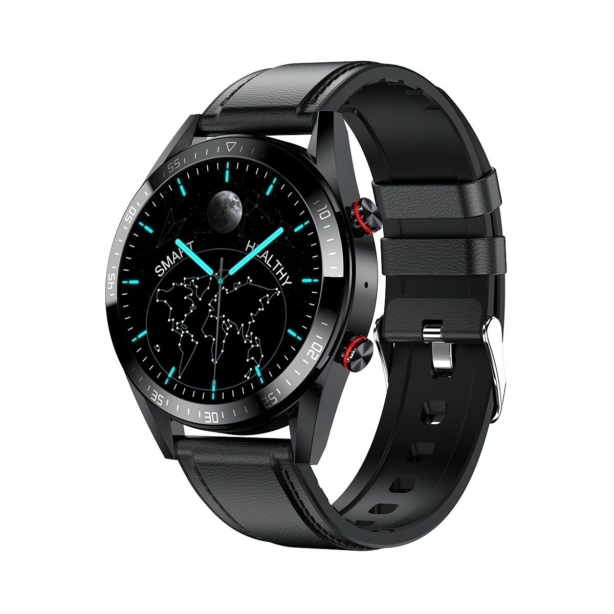Leather Strap Amoled Smart Watch With Heart Rate And Blood Pressure Monitoring - Black Tristar Online