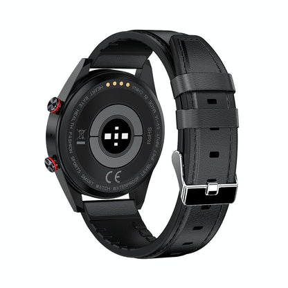 Leather Strap Amoled Smart Watch With Heart Rate And Blood Pressure Monitoring - Black Tristar Online