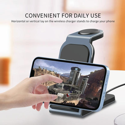 3 In 1 Vertical Metal Wireless Charger - Silver Tristar Online