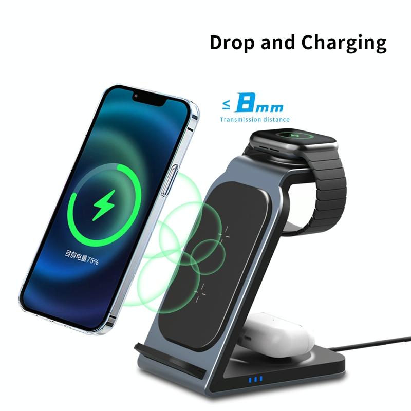 3 In 1 Vertical Metal Wireless Charger - Silver Tristar Online