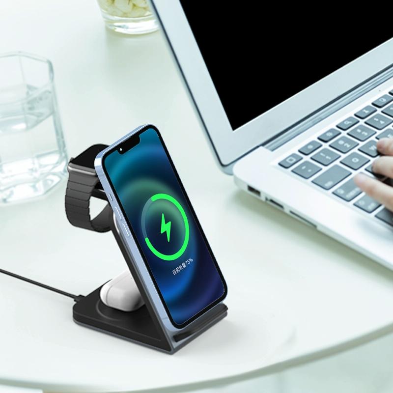3 In 1 Vertical Metal Wireless Charger - Silver Tristar Online