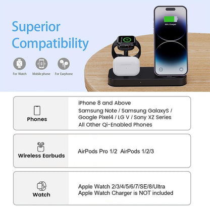 4 In 1 Charging Stand For Apple Watch And Airpods - Black Tristar Online