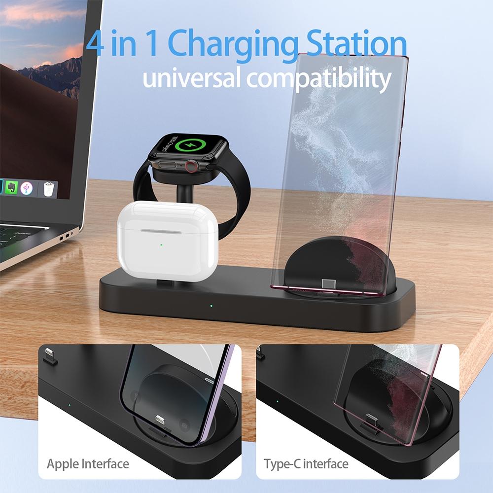 4 In 1 Charging Stand For Apple Watch And Airpods - Black Tristar Online