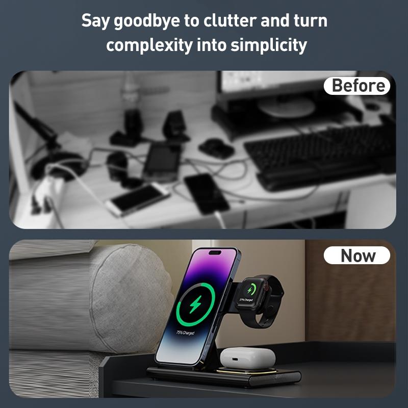 15W 3 In 1 Foldable Wireless Charger - White Tristar Online