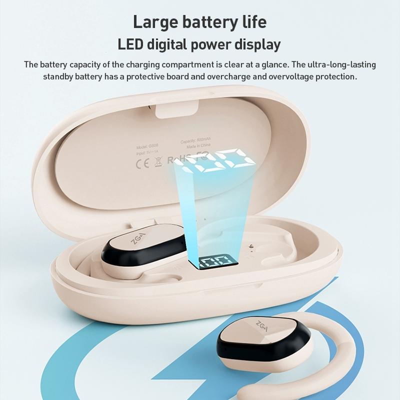 Wireless Bluetooth Earphones with Led Display - Zga Gs08 - White Tristar Online