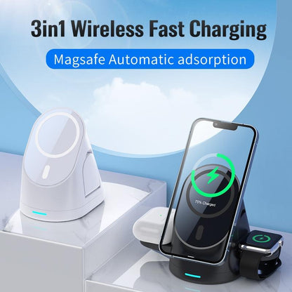 3 In 1 Magnetic Wireless Charging Bracket For Smartphone Iwatch Airpods - White Tristar Online