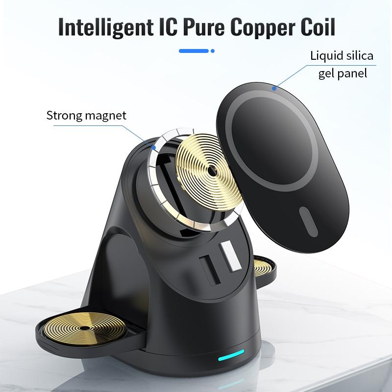 3 In 1 Magnetic Wireless Charging Bracket For Smartphone Iwatch Airpods - White Tristar Online