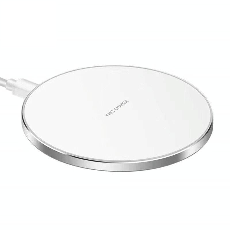 15W Round Wireless Charger Fast Charge - Silver + White Surface Tristar Online