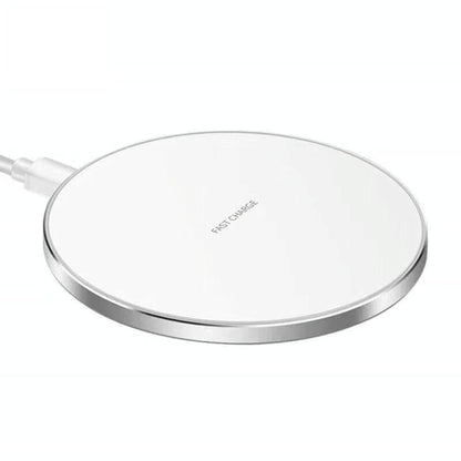 15W Round Wireless Charger Fast Charge - Silver + White Surface Tristar Online