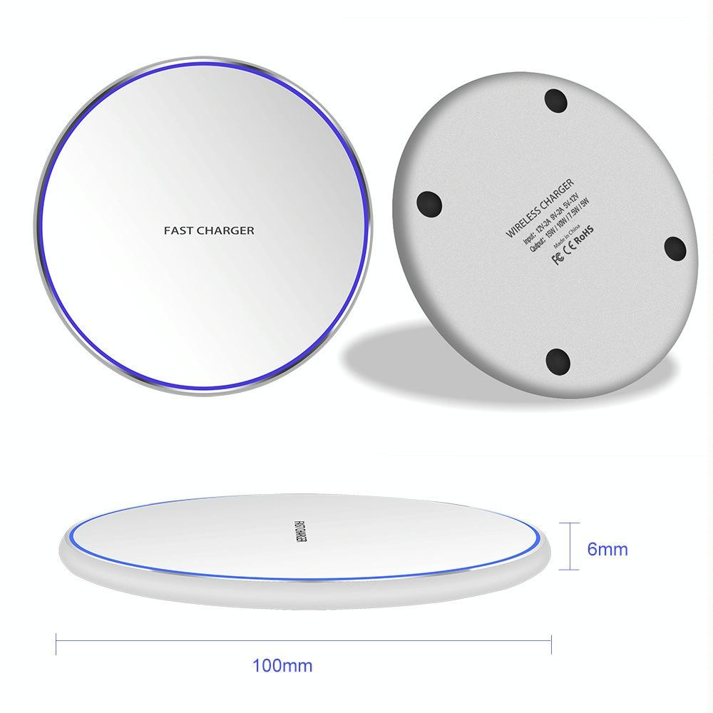 15W Round Wireless Charger Fast Charge - Silver + White Surface Tristar Online