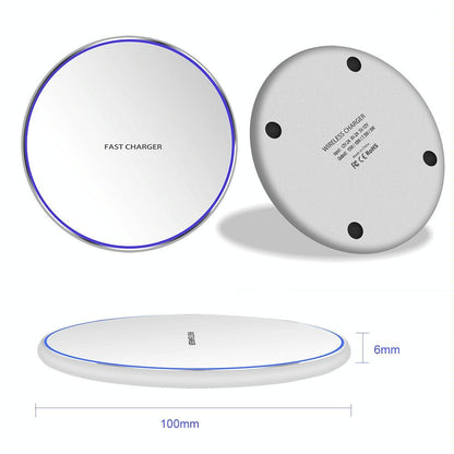 15W Round Wireless Charger Fast Charge - Silver + White Surface Tristar Online