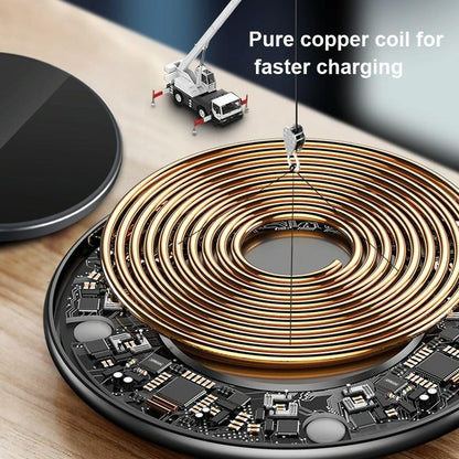 15W Round Wireless Charger Fast Charge - Silver + White Surface Tristar Online