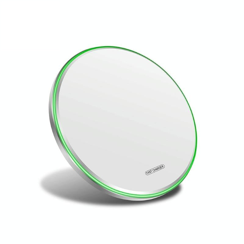 15W Round Wireless Charger Fast Charge - Silver + White Surface Tristar Online
