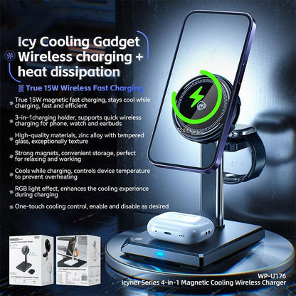 15W 4 In 1 Magnetic Wireless Charger Stand - White Tristar Online