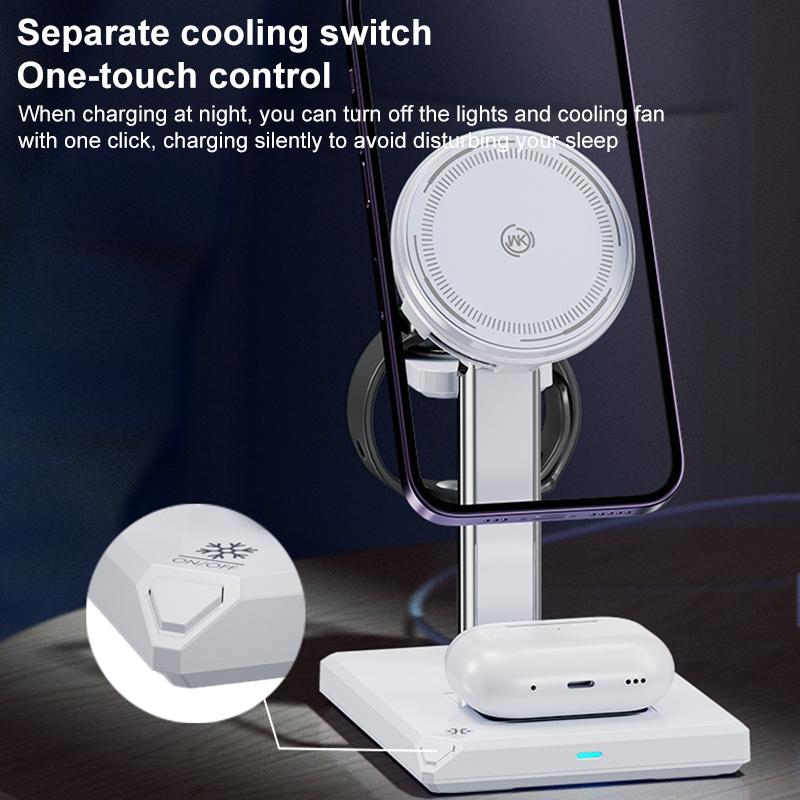 15W 4 In 1 Magnetic Wireless Charger Stand - White Tristar Online