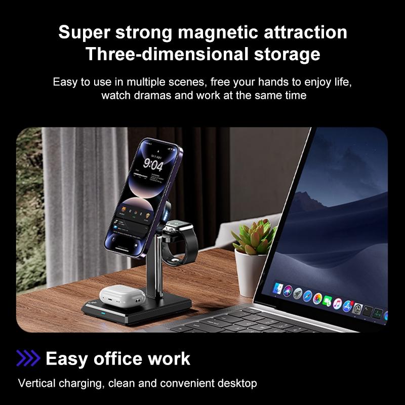 15W 4 In 1 Magnetic Wireless Charger Stand - White Tristar Online