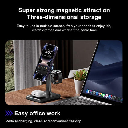 15W 4 In 1 Magnetic Wireless Charger Stand - White Tristar Online