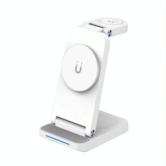 3 In 1 Magnetic Wireless Charger Stand - White Tristar Online
