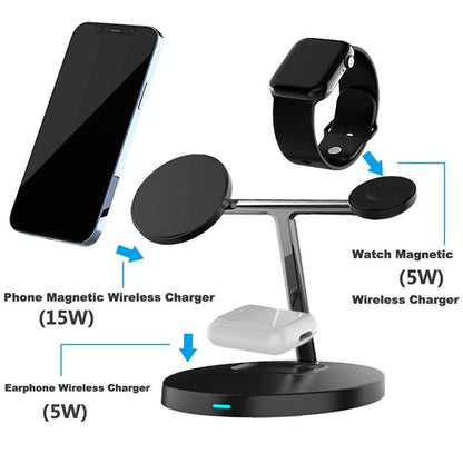 3 In 1 Magnetic Wireless Charger For Mobile Devices - White Tristar Online