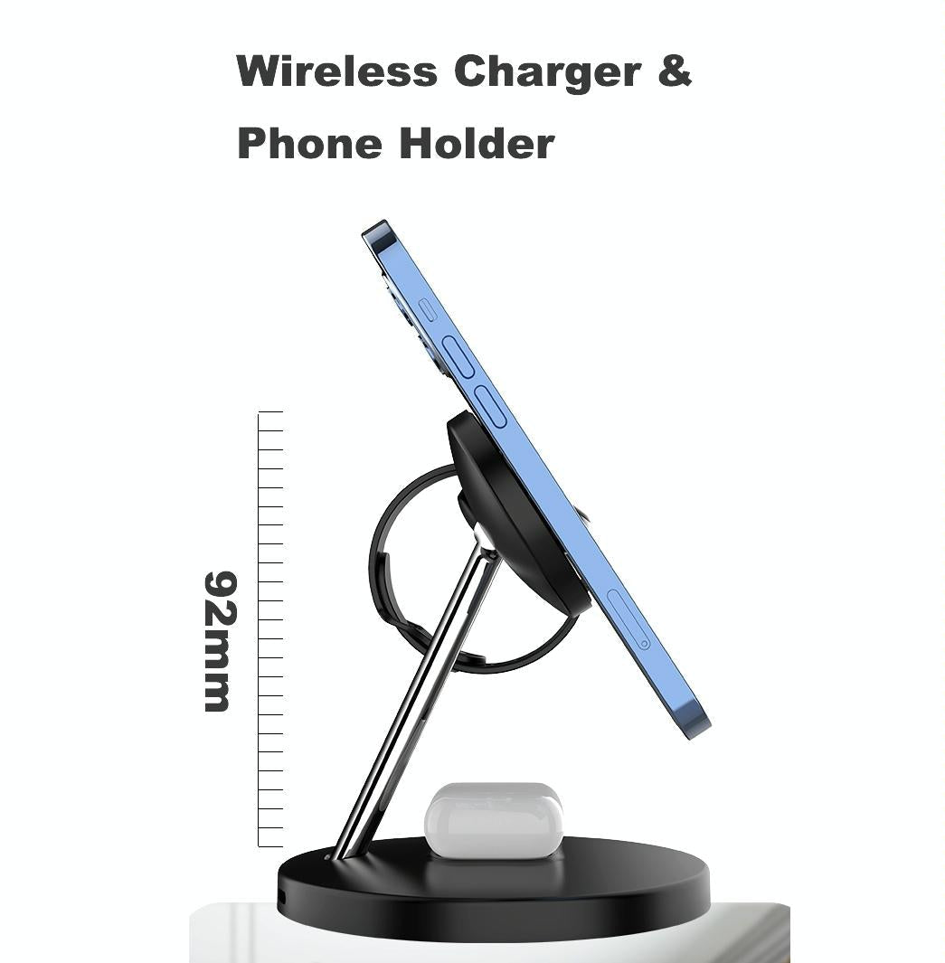 3 In 1 Magnetic Wireless Charger For Mobile Devices - White Tristar Online