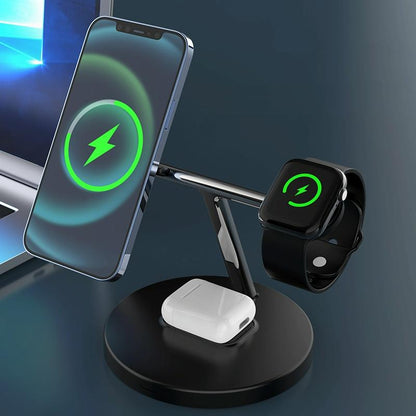 3 In 1 Magnetic Wireless Charger For Mobile Devices - White Tristar Online