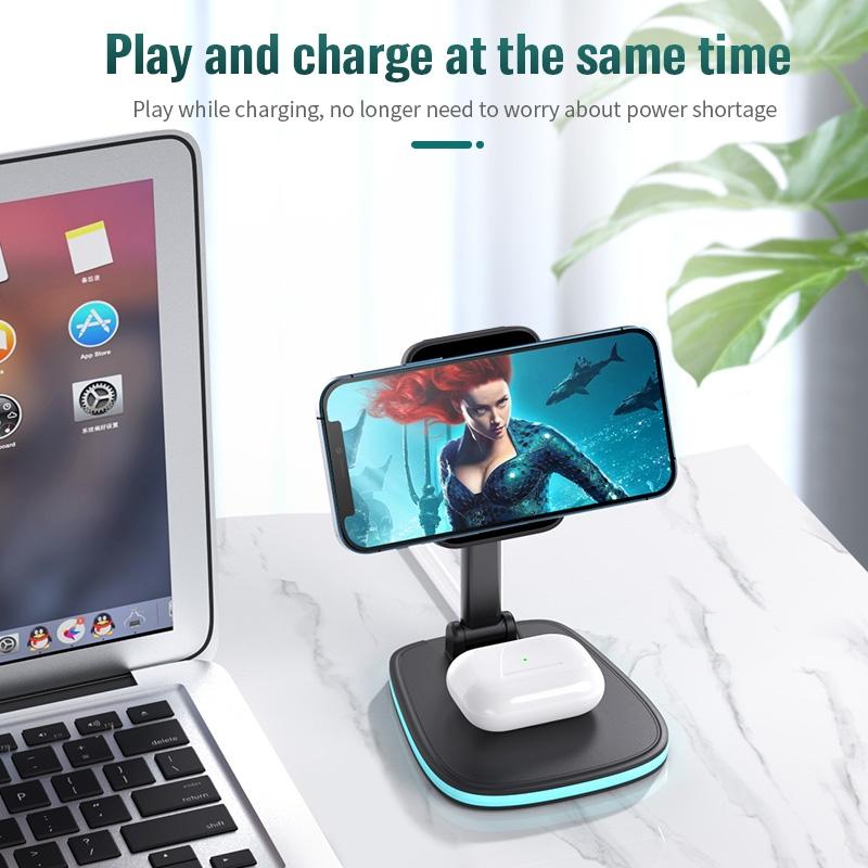 15W Multifunctional Desktop Wireless Charger - White Tristar Online