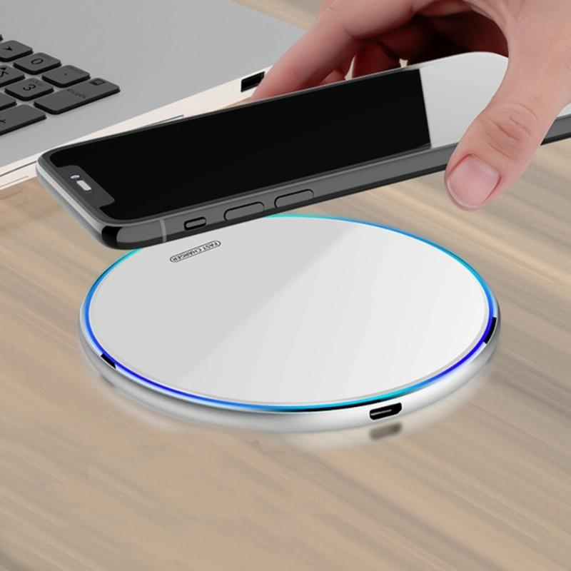 15W Round Acrylic Mirror Wireless Charger - Silver Tristar Online