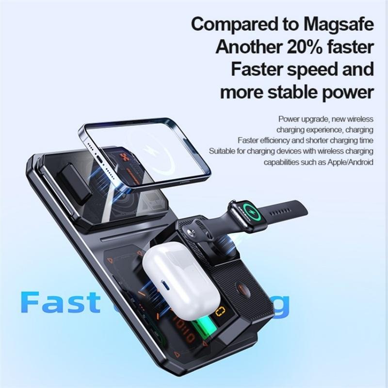 5 In 1 Magnetic Wireless Charger Stand With Clock & Speaker - White Tristar Online