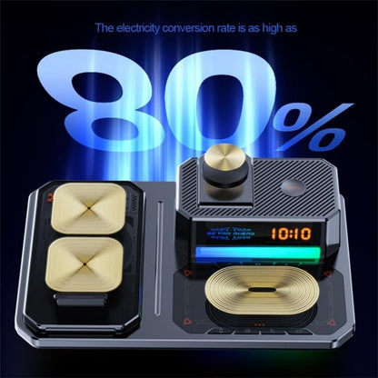 5 In 1 Magnetic Wireless Charger Stand With Clock & Speaker - White Tristar Online