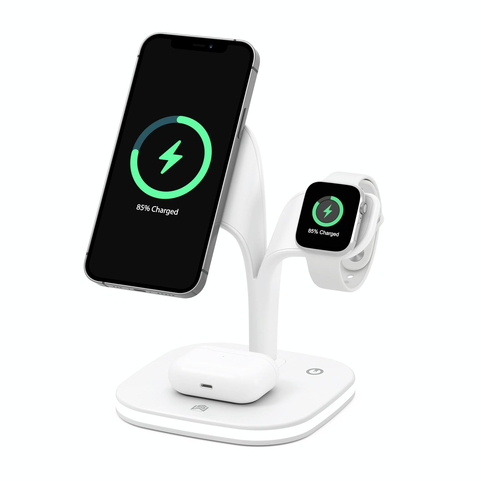 15W 5 In 1 Magnetic Wireless Charger With Stand - White Tristar Online