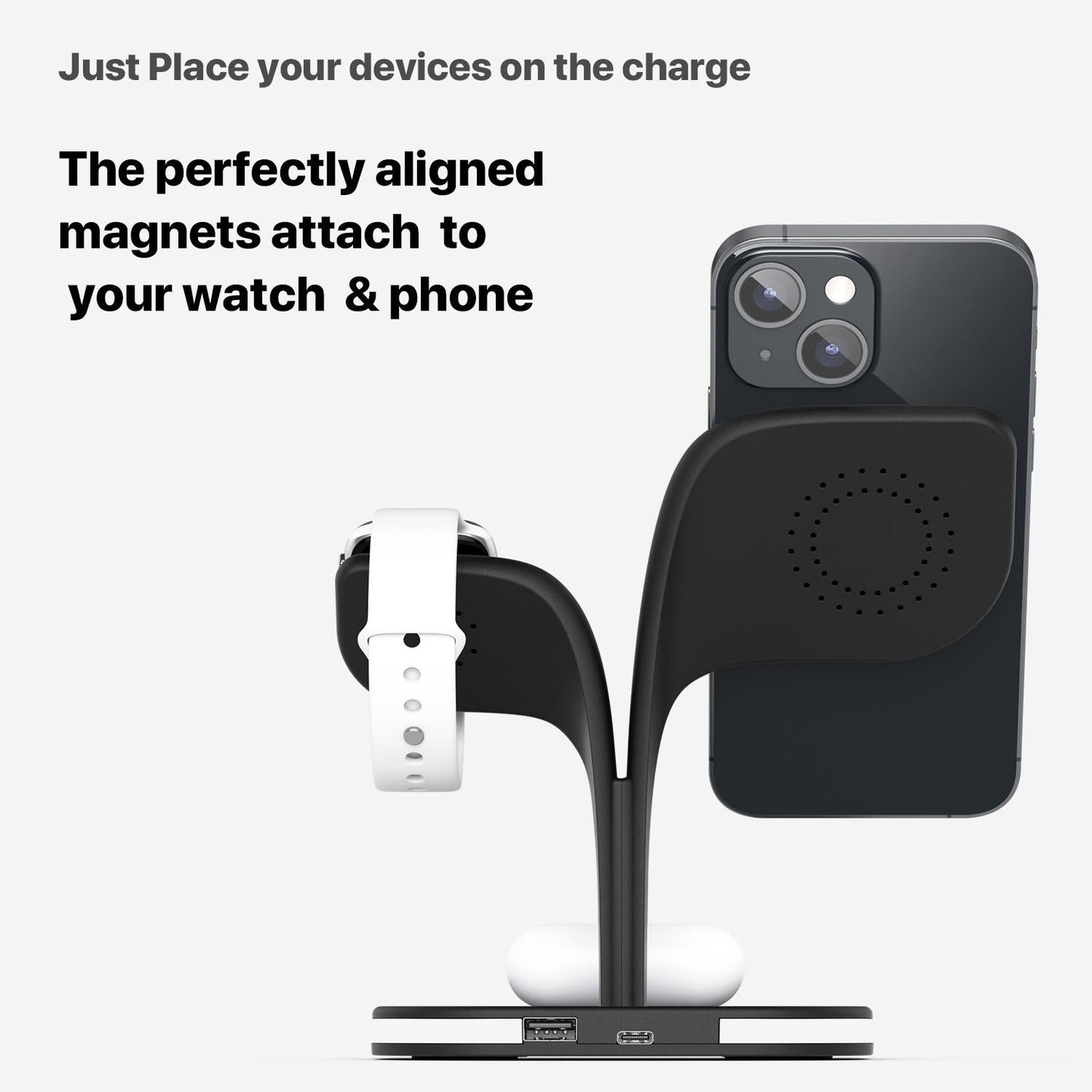 15W 5 In 1 Magnetic Wireless Charger With Stand - White Tristar Online