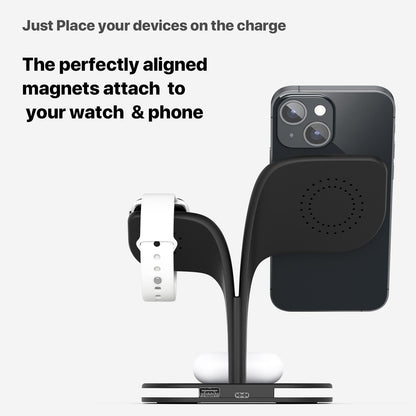 15W 5 In 1 Magnetic Wireless Charger With Stand - White Tristar Online