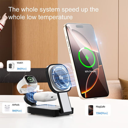 3 In 1 Magnetic Wireless Charger With Led Light - White Tristar Online