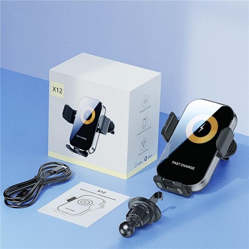 Touch-sensing Car Vent Wireless Charger Holder - X12 - Silver Tristar Online