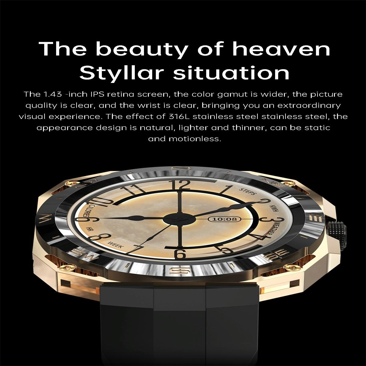 Smart Watch With Heart And Blood Monitoring Colour Screen - Gold Tristar Online