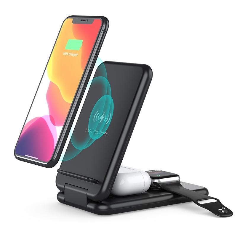 15W 3 In 1 Foldable Wireless Charger For Iphones Iwatchs Airpods - White Tristar Online