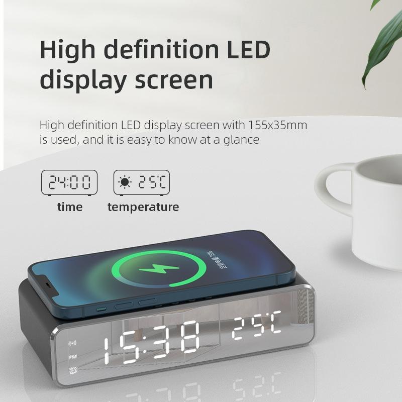 Wireless Charging Desktop Phone With Clock & Temperature Display - Black Tristar Online